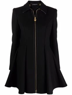 Versace manteau zippé à ourlet péplum