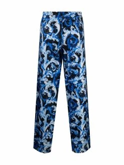 Versace pantalon en soie à imprimé baroque