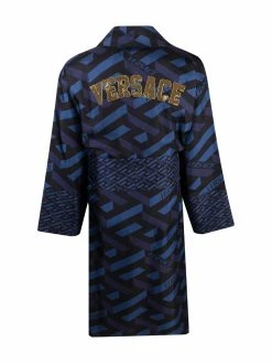 Versace peignoir La Greca en soie à motif monogrammé