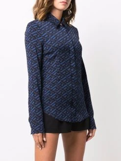 Versace Chemise en soie à imprimé géométrique Bonne Qualité chemises femme 9 Versace chemise en soie à imprimé géométrique