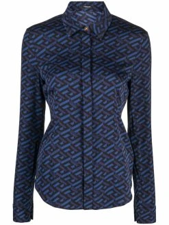 Versace chemise en soie à imprimé géométrique