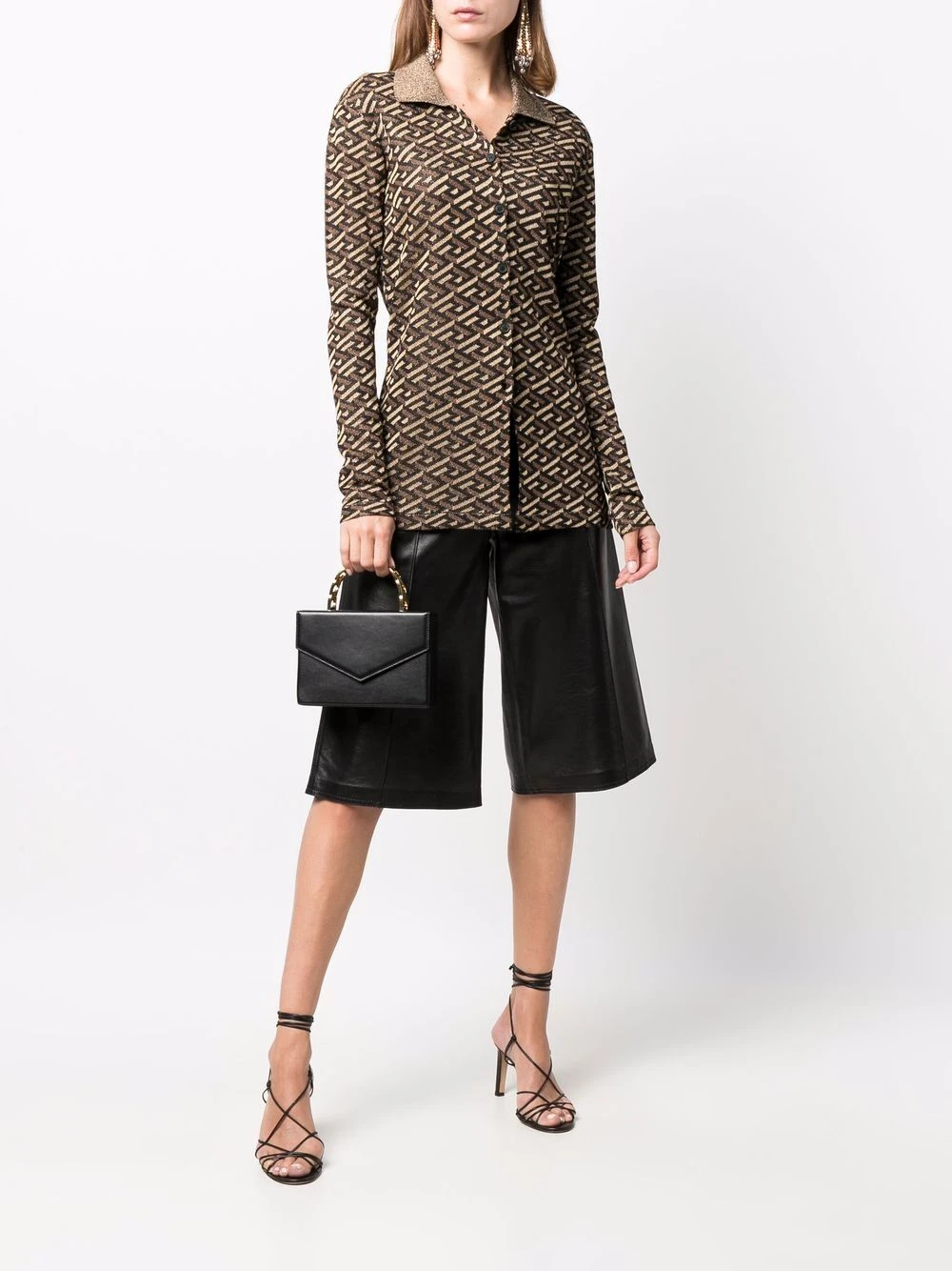 Versace Prix Sacrifiés Chemise La Greca en maille métallisée chemises femme 4 Versace chemise La Greca en maille métallisée