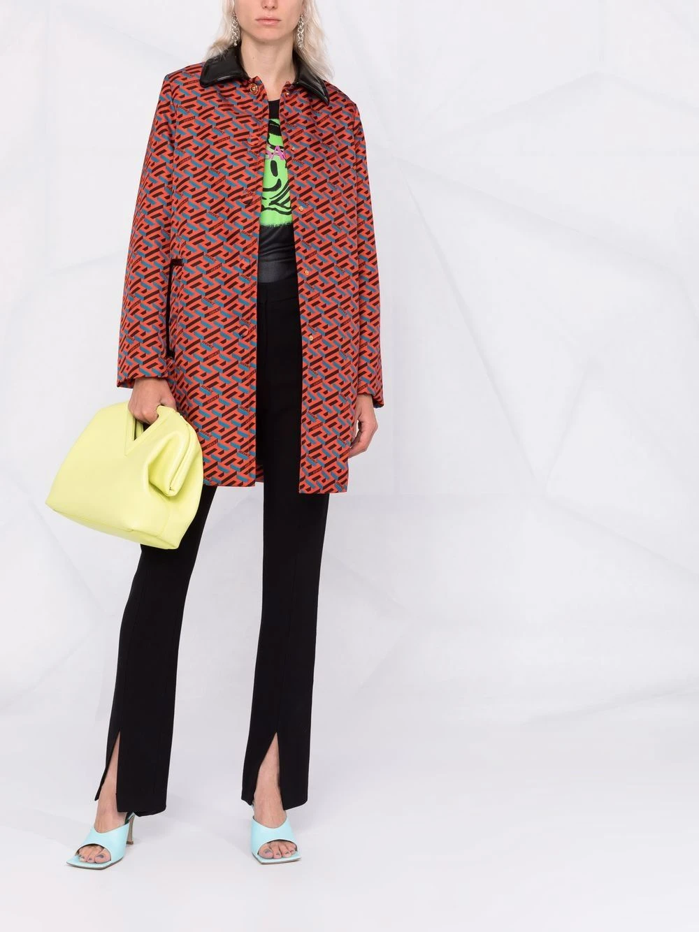 Versace excellente qualité Manteau à motif La Greca manteaux à simple boutonnage femme 4 Versace manteau à motif La Greca