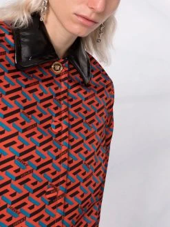 Versace excellente qualité Manteau à motif La Greca manteaux à simple boutonnage femme 14 Versace manteau à motif La Greca