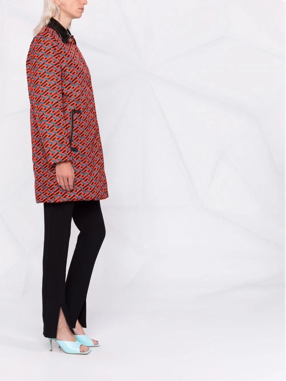 Versace excellente qualité Manteau à motif La Greca manteaux à simple boutonnage femme 8 Versace manteau à motif La Greca