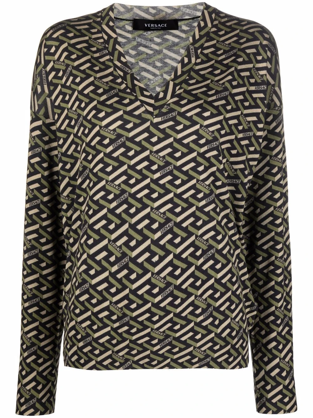 Versace Pull imprimé La Greca à col v Prix Légers pulls femme 3 Versace pull imprimé La Greca à col v