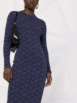 Versace robe en maille à motif monogrammé