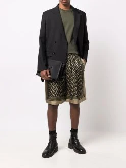 Versace short en soie à imprimé Greca