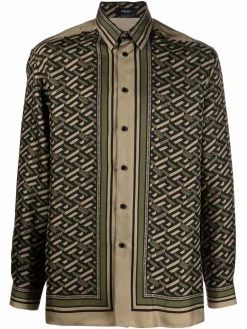 Versace chemise en soie à imprimé géométrique