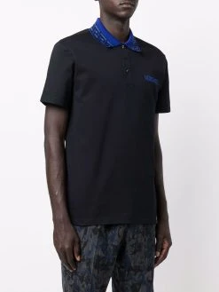 Versace polo en maille intarsia à manches courtes