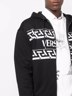 Versace hoodie zippé à logo imprimé