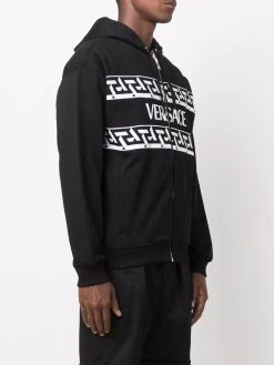 Versace hoodie zippé à logo imprimé