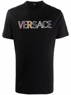 Versace t-shirt en coton à logo brodé