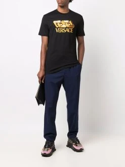 Versace Prix De Rêve T shirt à logo brodé de sequins t-shirts homme 8 Versace t-shirt à logo brodé de sequins