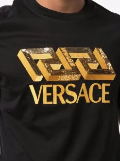 Versace Prix De Rêve T shirt à logo brodé de sequins t-shirts homme 11 Versace t-shirt à logo brodé de sequins