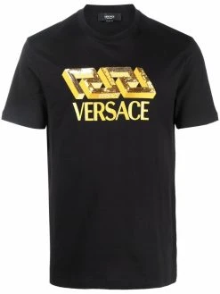 Versace t-shirt à logo brodé de sequins