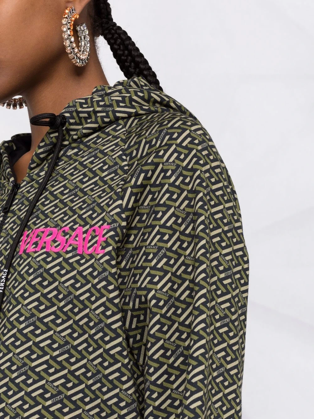 Faible Prix Versace Hoodie à imprimé La Greca hoodies femme 5 Versace hoodie à imprimé La Greca