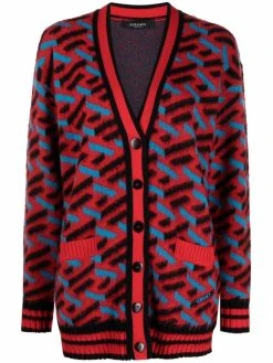 Versace cardigan Ă logo intarsia