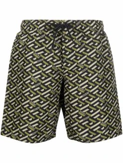 Versace short de bain Greca à logo imprimé