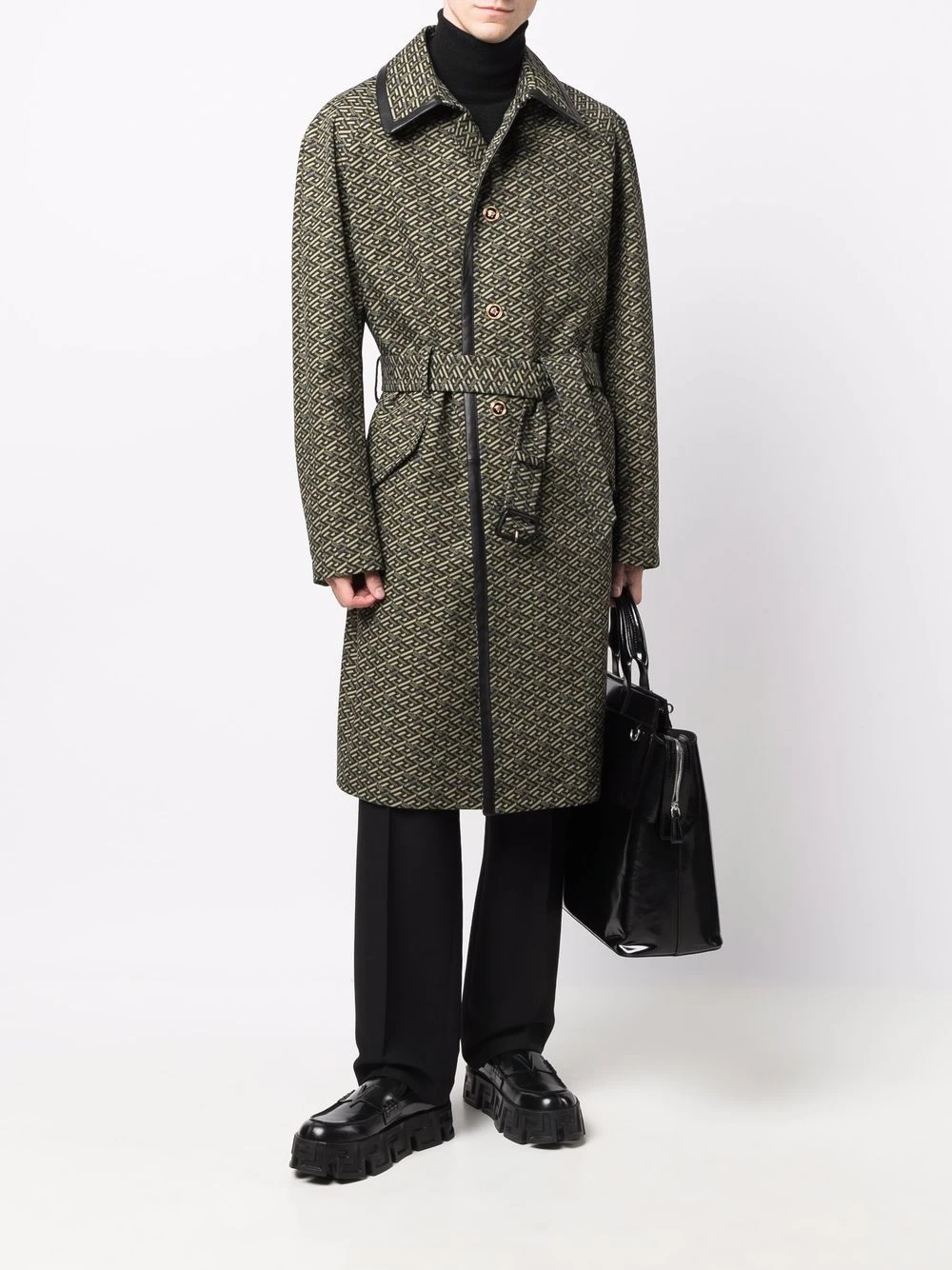 Versace Manteau à taille ceinturée Prix Discount pardessus homme 4 Versace manteau à taille ceinturée