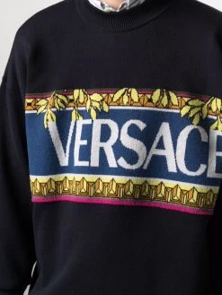Versace pull à logo en intarsia