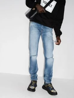 Versace jean droit à effet usé