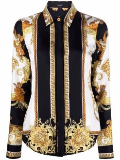 Versace chemise en soie à imprimé baroque