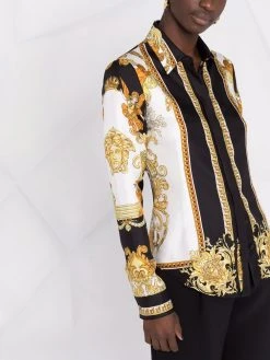 Versace chemise en soie à imprimé baroque