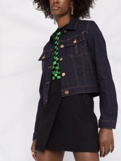 Versace veste en jean à coutures contrastantes