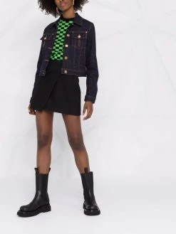 Versace veste en jean à coutures contrastantes