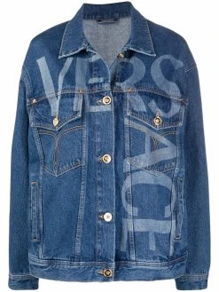 Versace veste en jean à logo imprimé