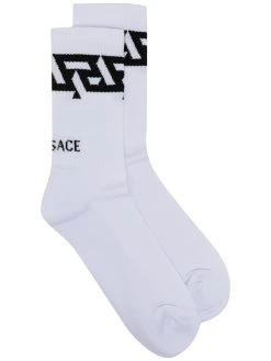 Versace chaussettes nervurées à logo imprimé