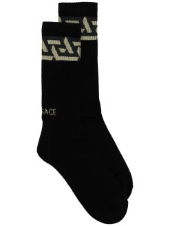 Versace chaussettes nervurées à logo imprimé
