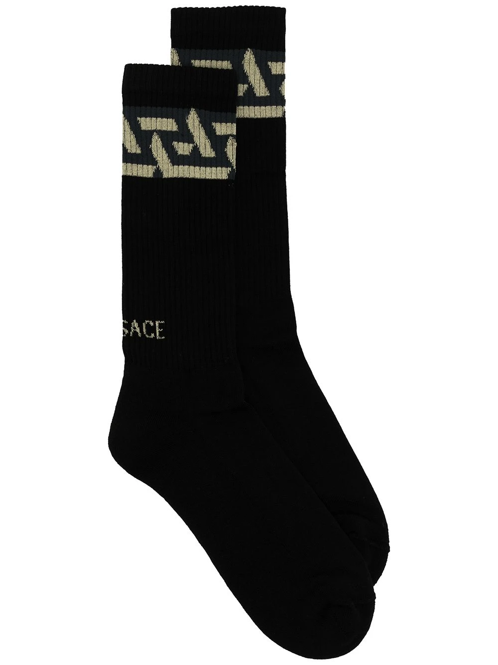 Promos Versace Chaussettes nervurées à logo imprimé homme 3 Versace chaussettes nervurées à logo imprimé
