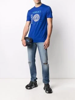 Versace jean droit à effet usé