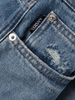 Versace jean droit à effet usé