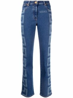 Versace jean droit à bandes Greca