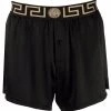 Versace short de pyjama en soie à bordure Greca