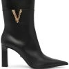 Versace Bottines pointues à plaque logo Prix Abordable bottes femme 2 Versace bottines pointues à plaque logo