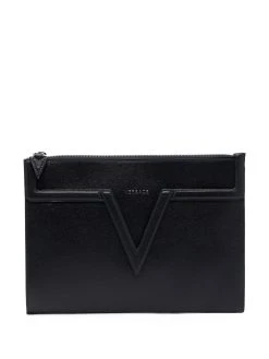 Versace pochette en cuir à logo