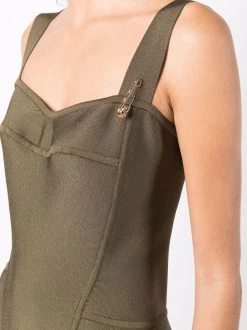 Versace robe mi-longue à détails d'épingles