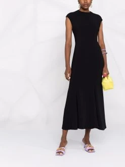 Versace robe évasée à col montant