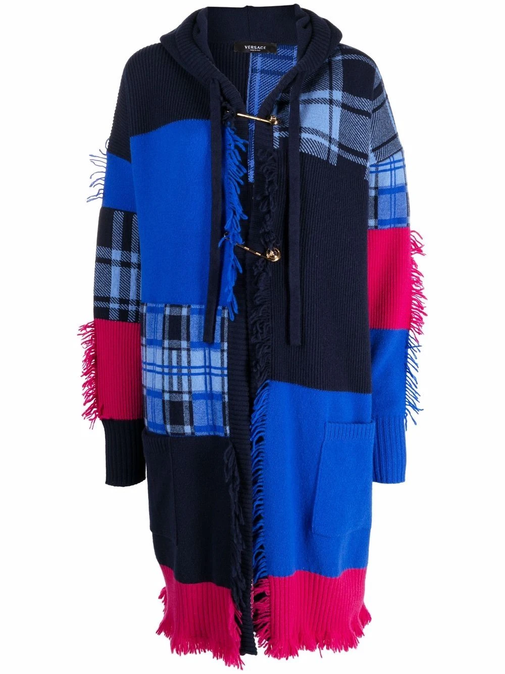 Versace Manteau en maille à design patchwork Prix Sacrifiés manteaux à simple boutonnage femme 3 Versace manteau en maille à design patchwork