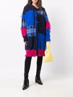 Versace manteau en maille à design patchwork