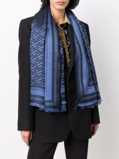 Versace foulard en soie mélangé à motif géométrique