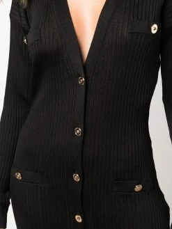 Versace robe boutonnée en maille nervurée