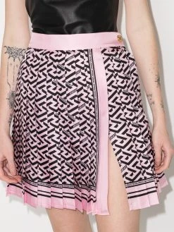 Versace minijupe plissée à imprimé La Greca