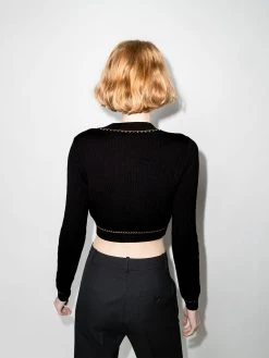 Versace cardigan crop à boutons logo