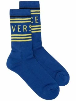 Versace chaussettes nervurées à logo intarsia