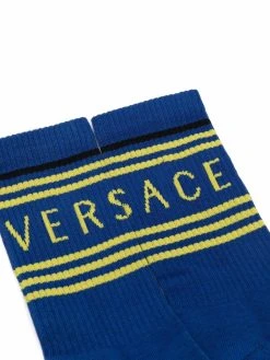 Versace chaussettes nervurées à logo intarsia